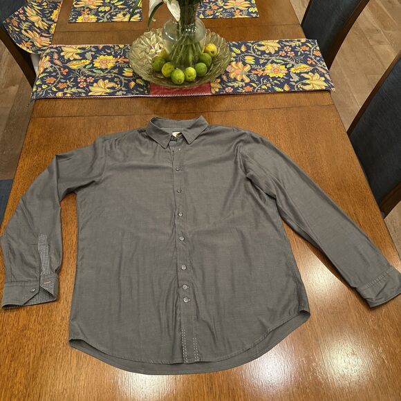 HUGO BOSS Orange Men's Long Sleeve Button Up Gray Shirt Size XXL Excellent - Picture 1 of 6